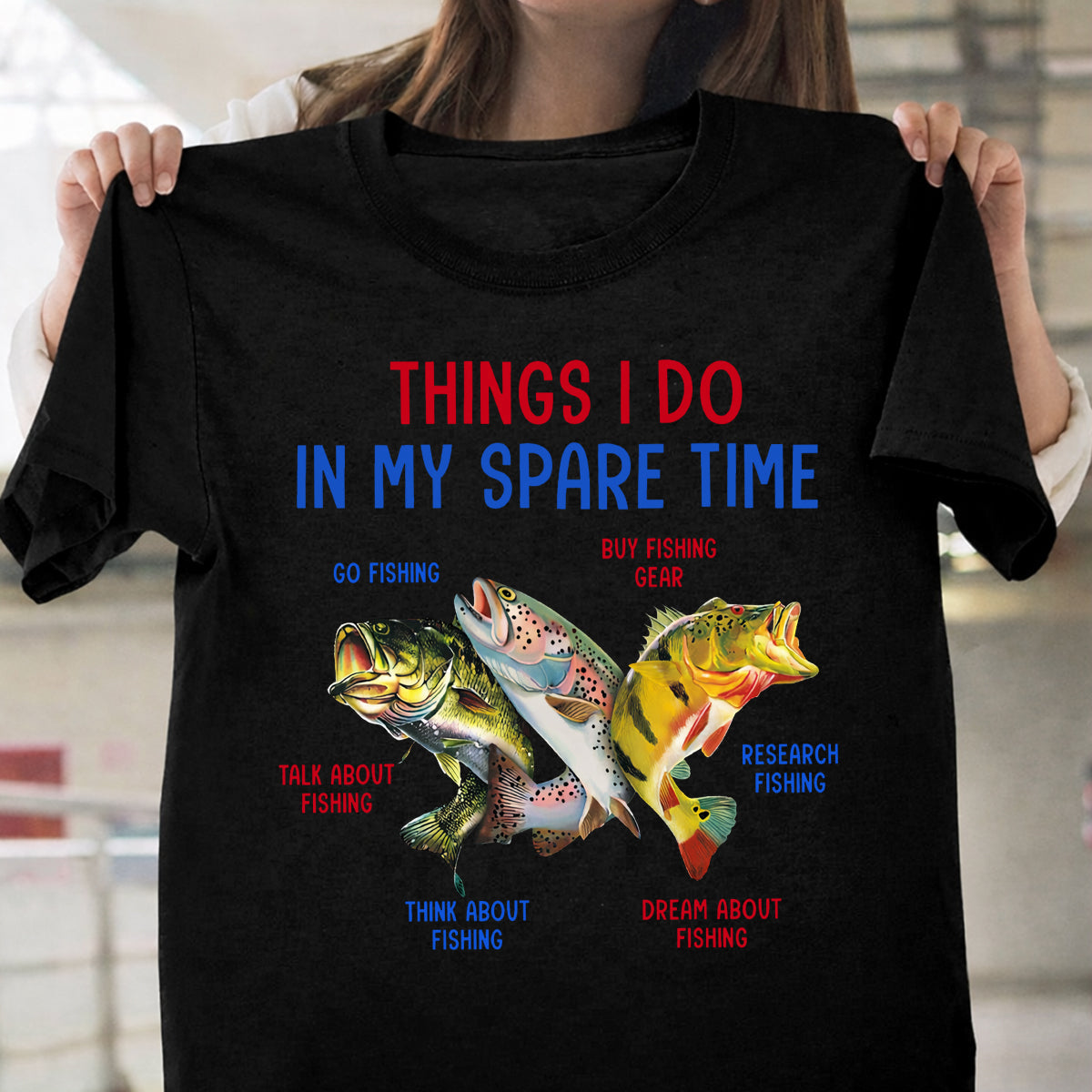 Things I Do In My Spare Time Red White Blue Funny Fishing Shirt, Patriotic Fishing Tee Shirts, Fishing Shirts For Men