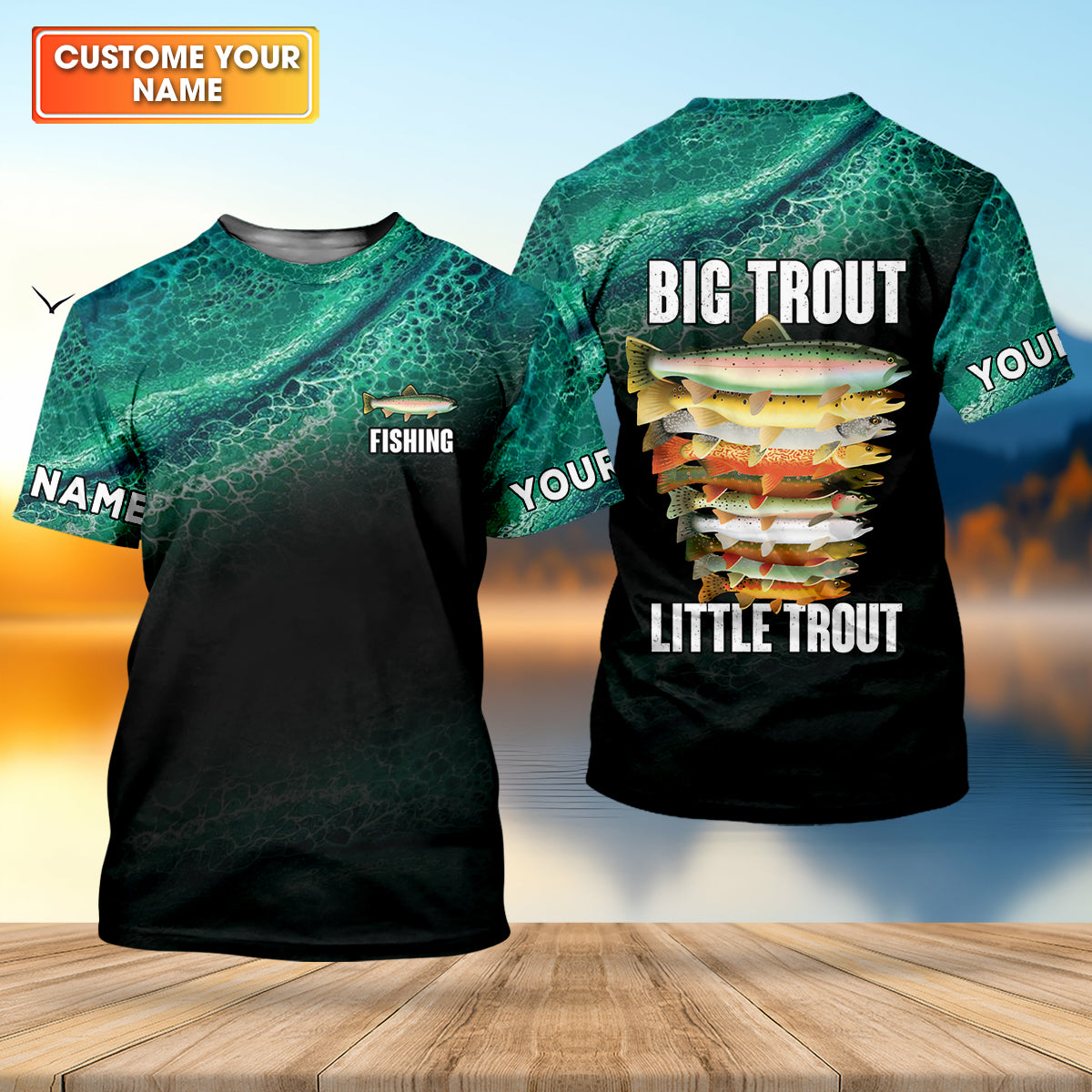 Big Trout Little Trout Water Ripple Fishing UPF Shirts, Funny Fishing Shirt, Fishing Shirts For Men