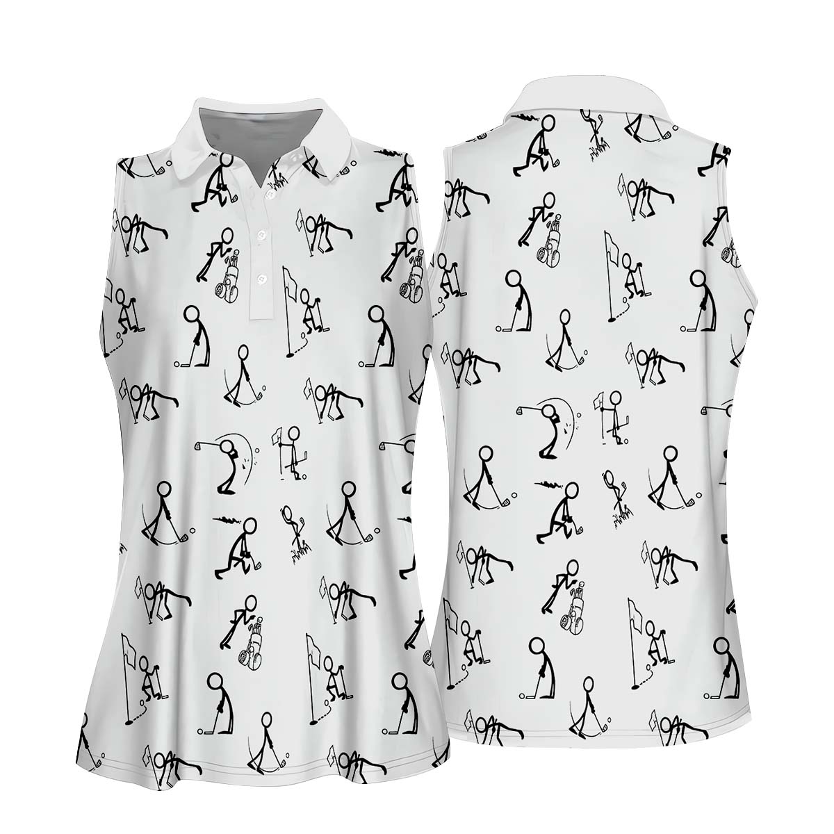 Funny Stick Figure Womens Golf Polo ShirtGolfing Apparel, Womens Golf Gifts