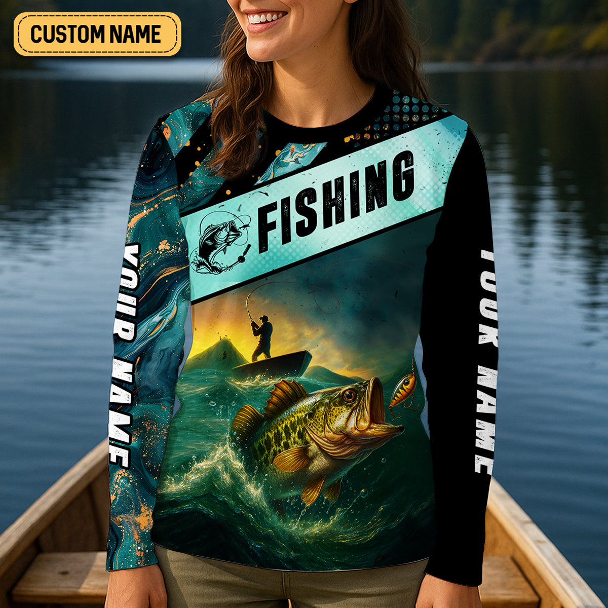 I Like Big Bass And I Cannot Lie Shirt, Funny Fishing T-shirt Women SPF Shirt, Female Fishing Shirts