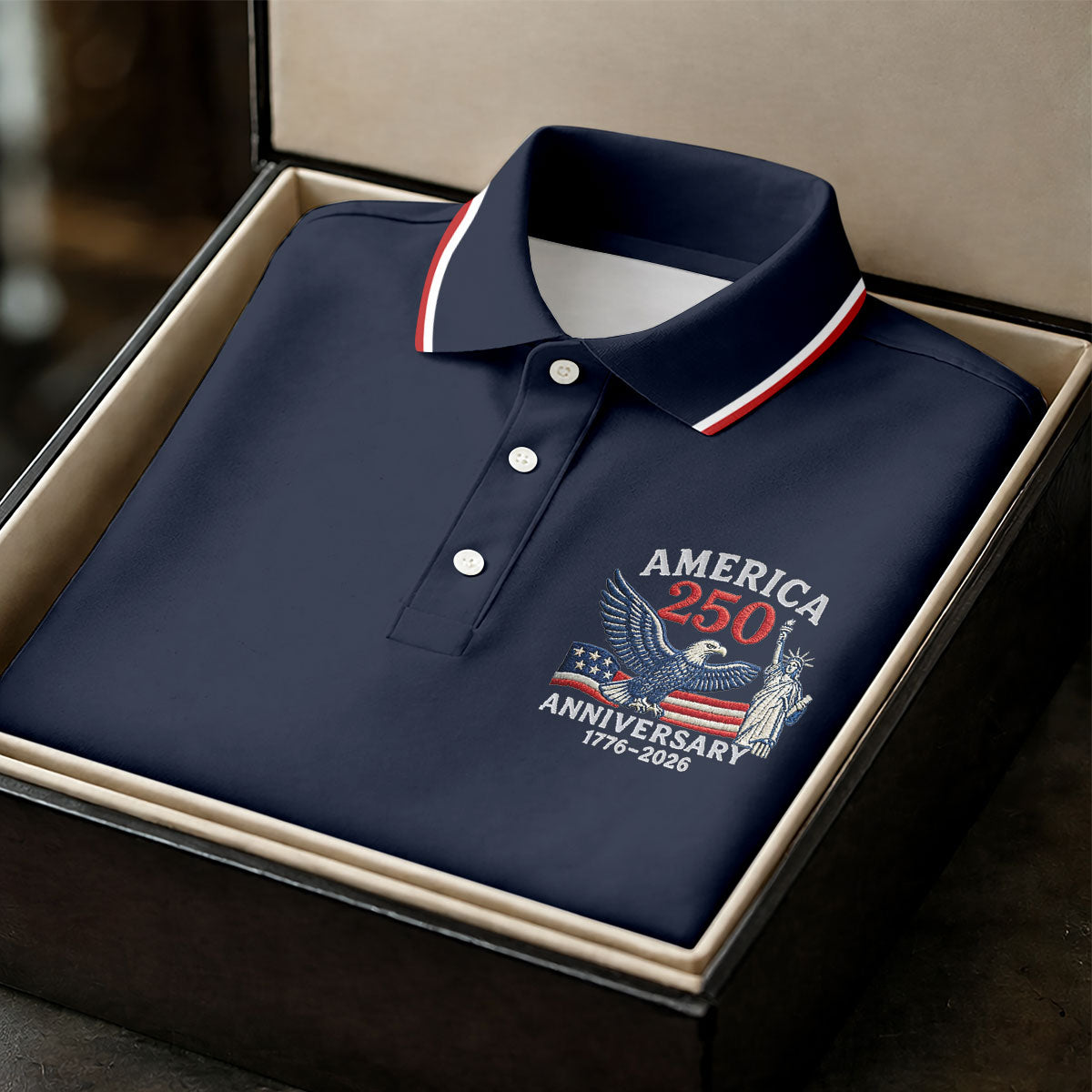Faith Cross Bald Eagle America 250 Anniversary Navy Patriotic Golf Shirt, Golf Shirt For Women