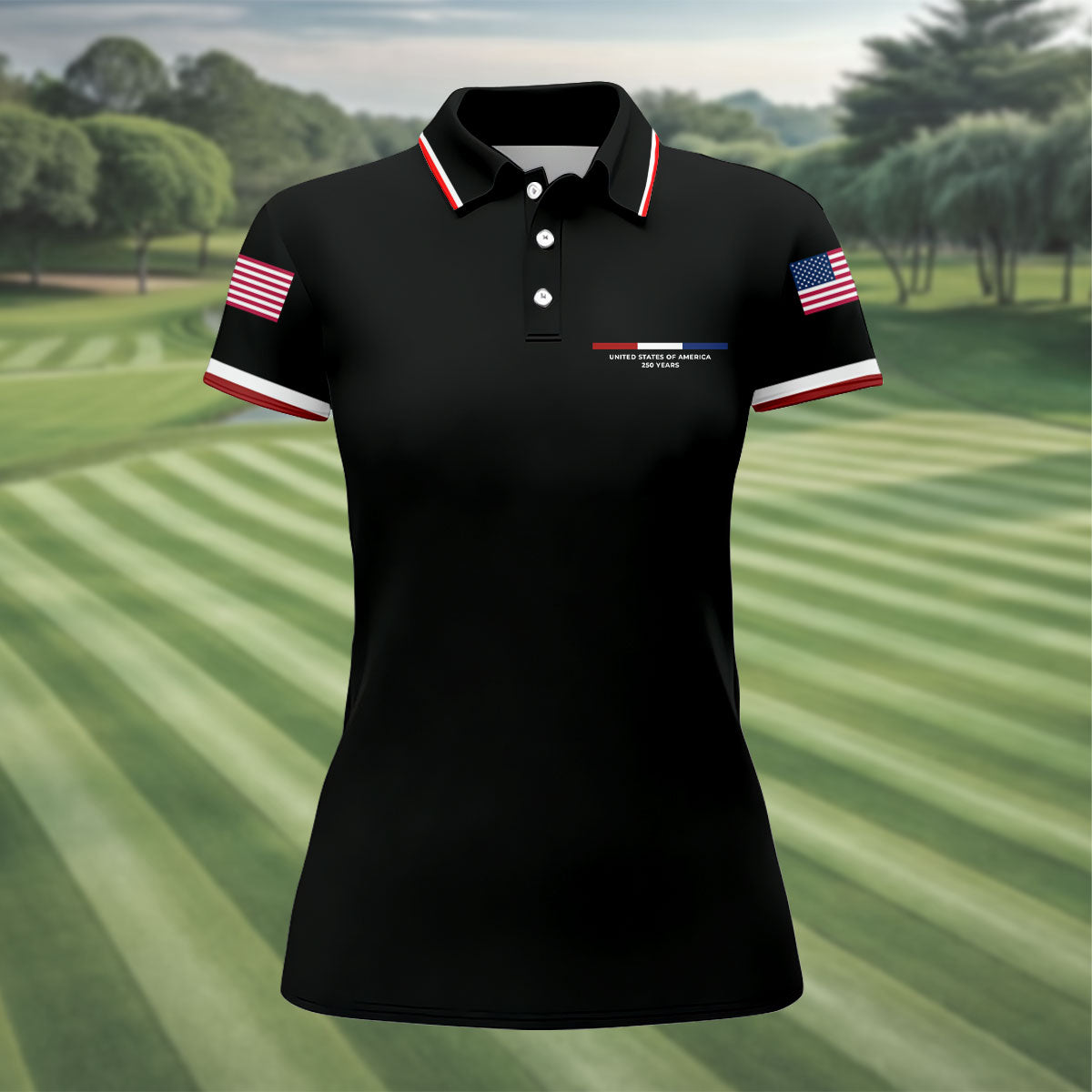 United States Of America 250 Years Black Golf Shirt, Patriotic Golf Shirt, Golf Shirt For Women