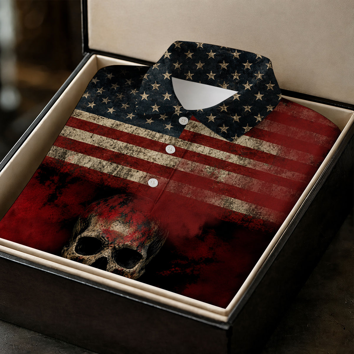 Cool Skull Faith Cross Distressed US Flag 4th Of July Golf Shirt, 250 Years Golf Shirt For Women