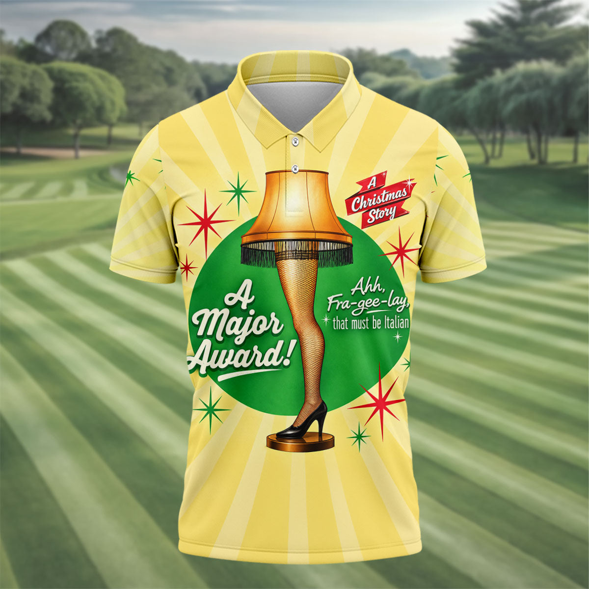 Christmas Leg Lamp Quote Golf Polo Shirt, Mens Golf Shirts, Polo Shirts For Men