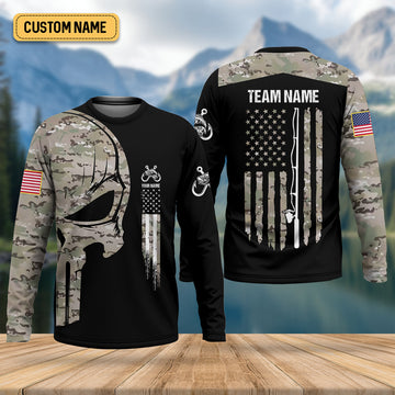 Custom Camo Patriotic Fishing Shirt, Fishing UPF Shirts, Fishing Gifts For Men, Men's Fishing Shirt