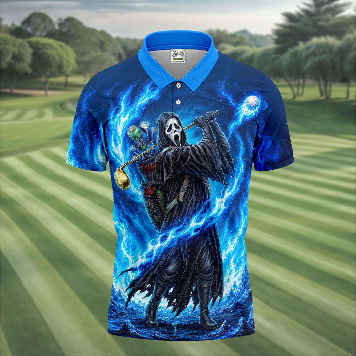 Hello Darkness Flame Horror Character Polo Shirt, Mens Polo Shirts, Men's Golf Shirt