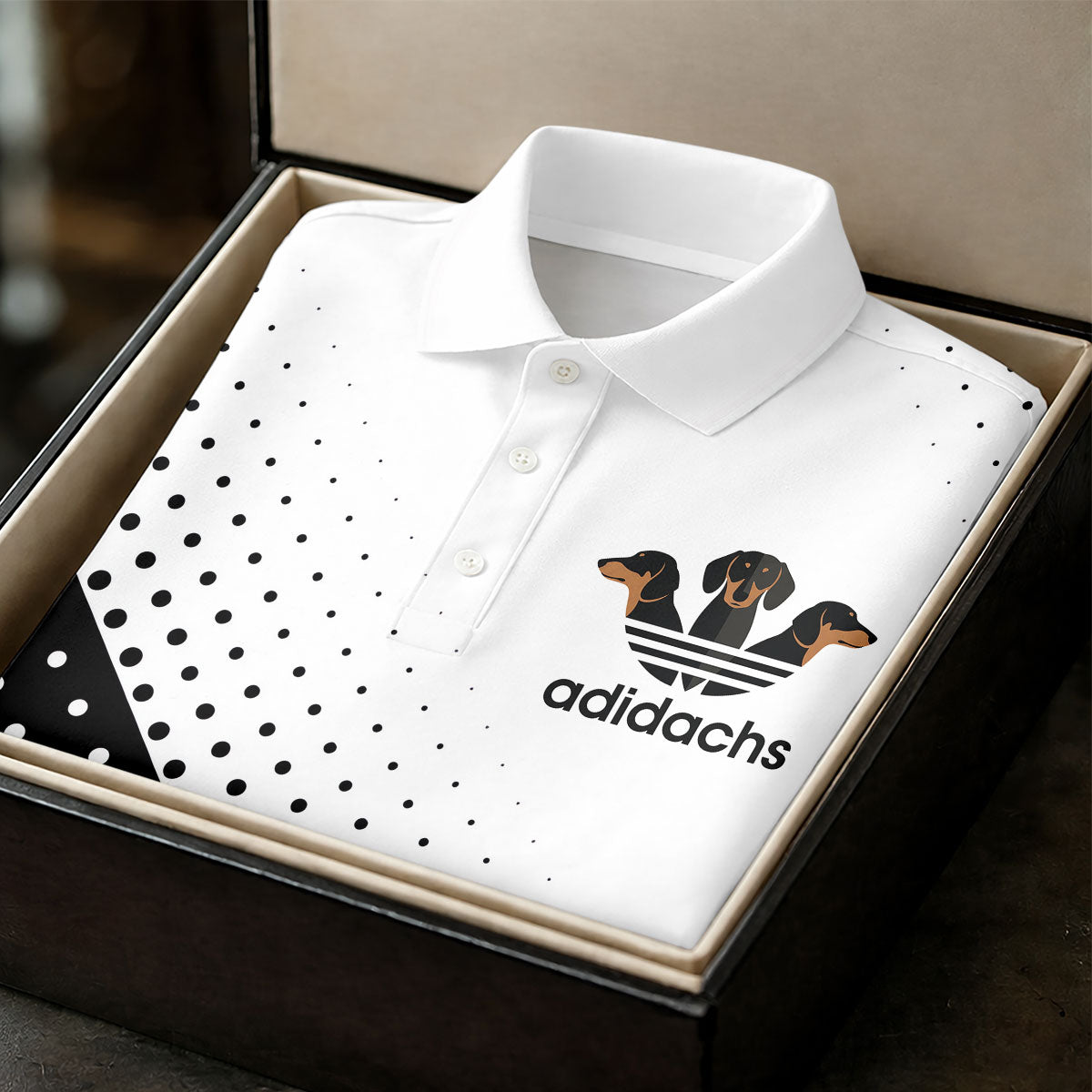 Adidachs Funny Dachshund White Golf Shirt, Fun Women's Golf Shirts, Ladies Golf Shirts