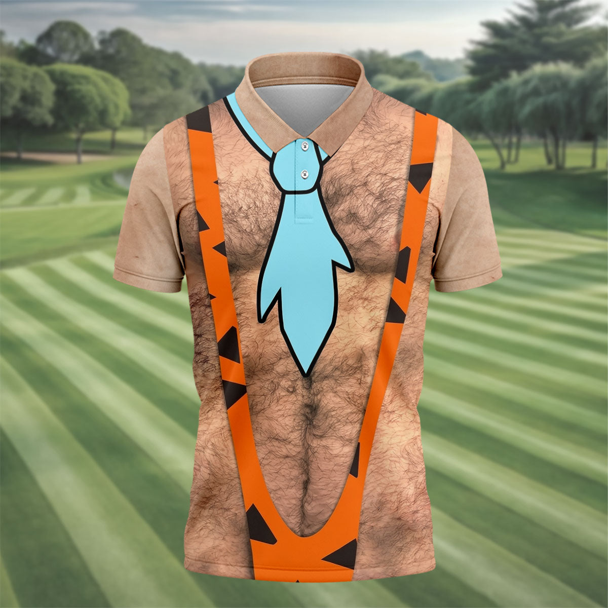 Funny Hairy Chest And Tie Halloween Costume Polo Shirt, Mens Golf Polo, Golf Apparel