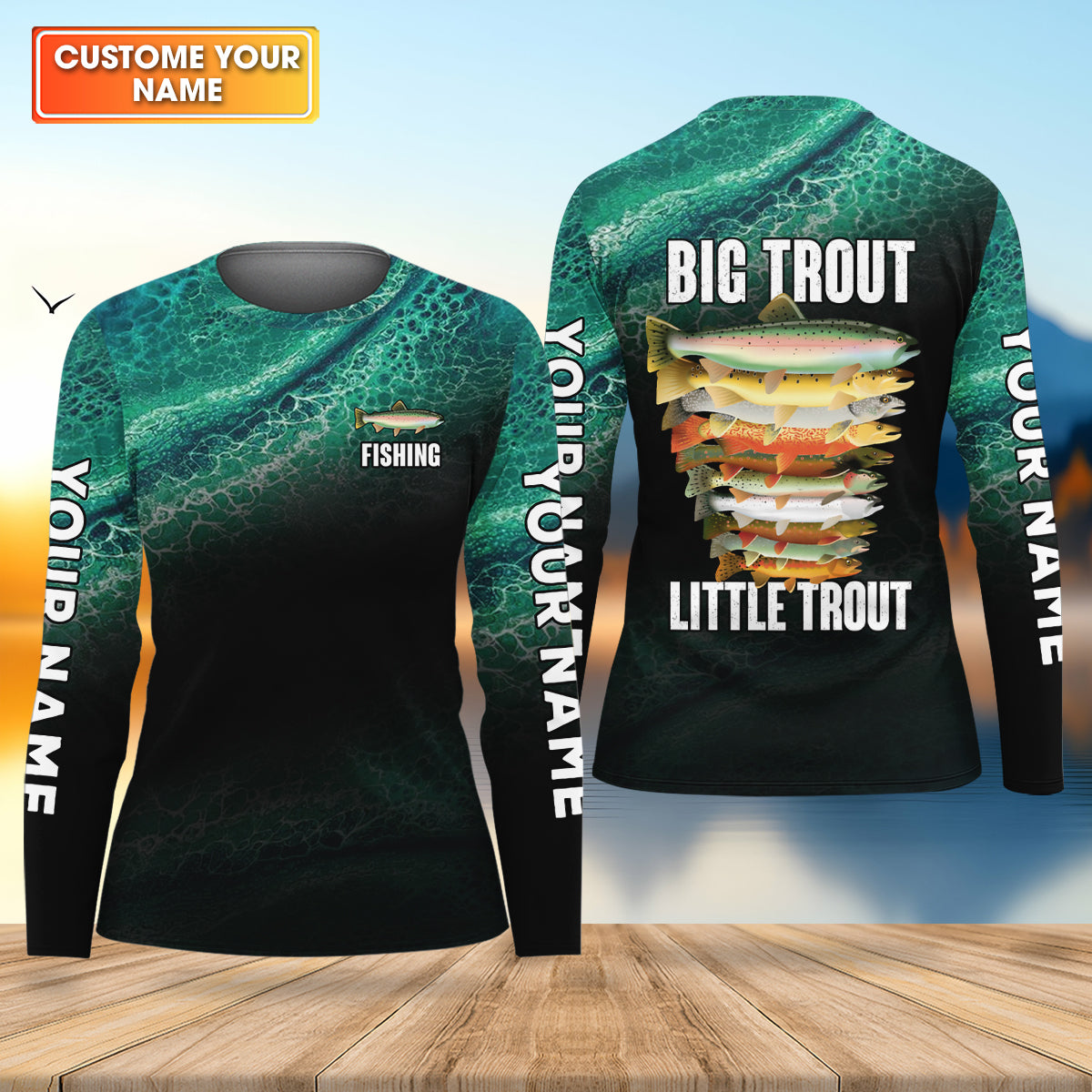 Big Trout Little Trout Water Ripple Fishing UPF Shirts, Funny Fishing Shirt, Fishing Shirt For Women