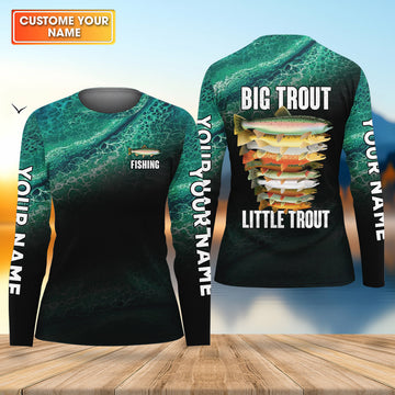 Big Trout Little Trout Water Ripple Fishing UPF Shirts, Funny Fishing Shirt, Fishing Shirt For Women
