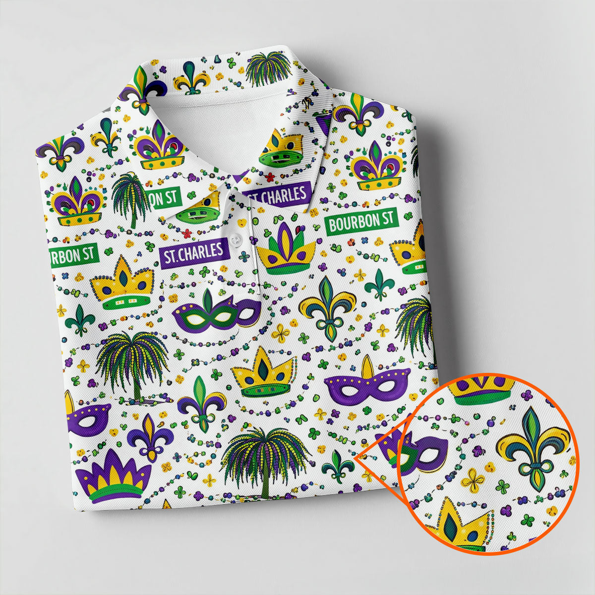 Crown Mask Fleur De Lis Mardi Gras Golf Shirt, Women's Golf Shirts, Ladies Golf Polos, Golf Shirt For Women