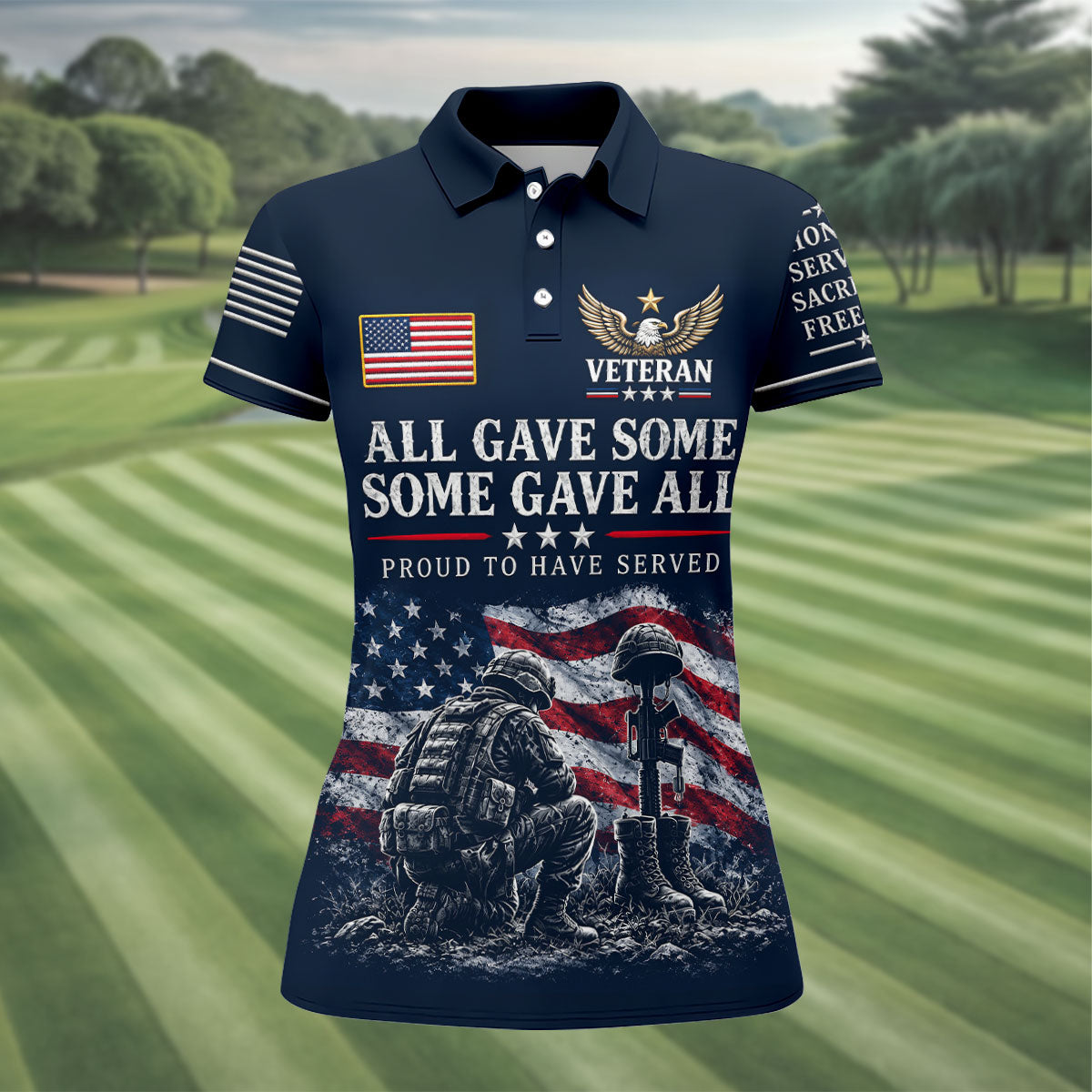 All Gave Some Some Gave All Polo Shirt, Veterans Day Golf Shirt, Golf Tops For Women