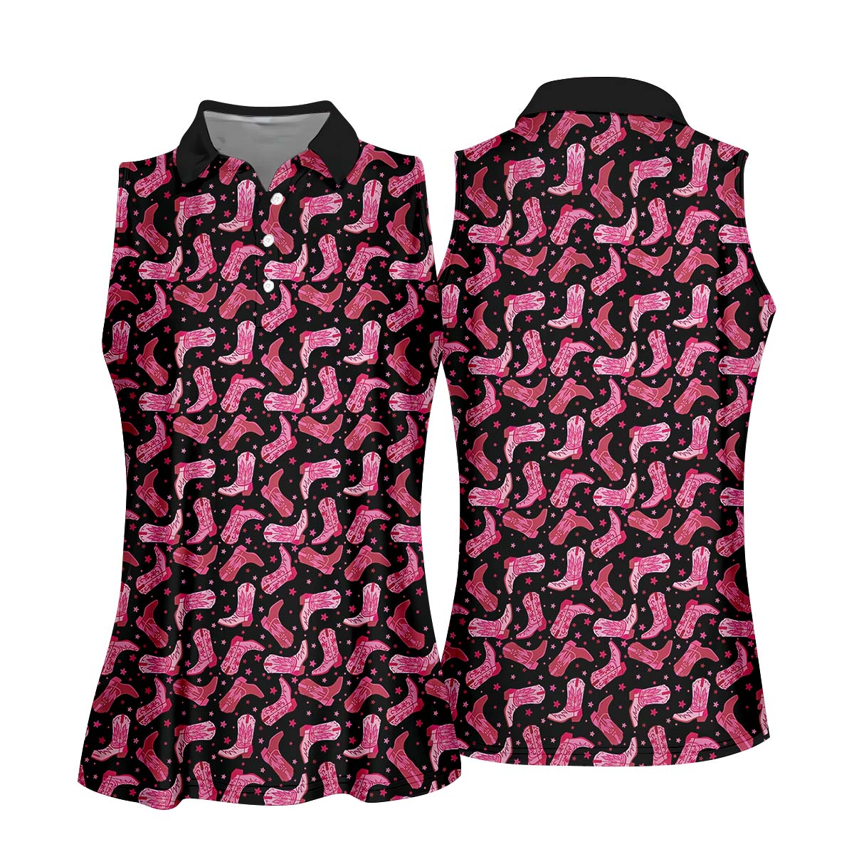 Pink Cowboy Boots Womens Golf Polo ShirtGolfing Apparel, Womens Golf Gifts