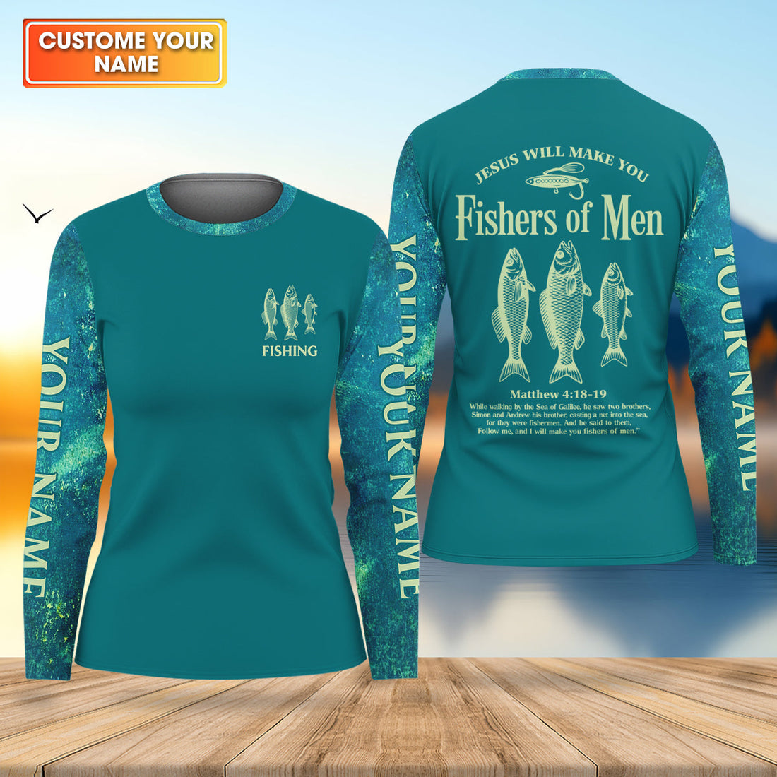 Jesus Will Make You Fishers Of Men Christian Fishing UPF Shirts, Funny Fishing Shirt, Women Fishing Shirt