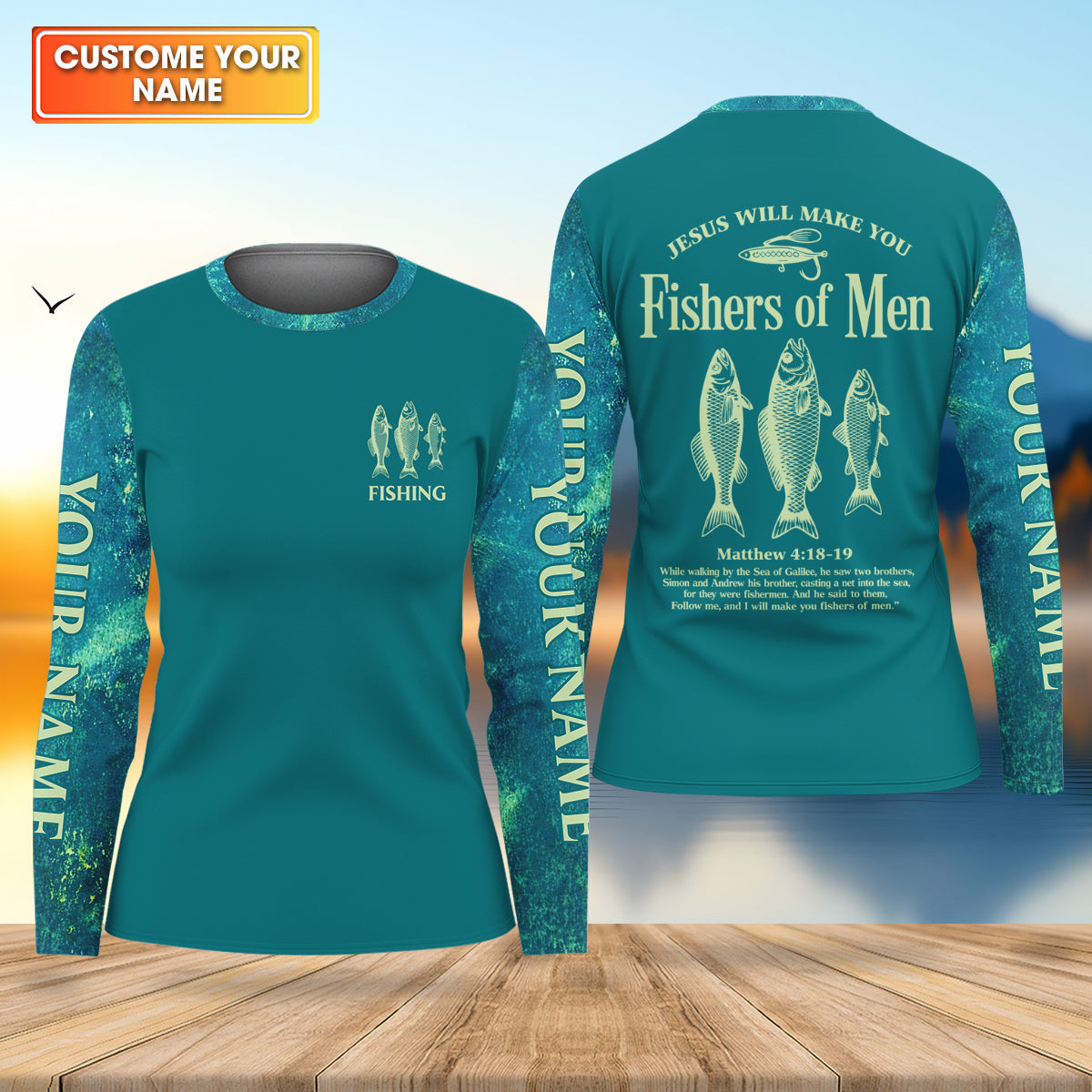 Jesus Will Make You Fishers Of Men Christian Fishing UPF Shirts, Funny Fishing Shirt, Women Fishing Shirt