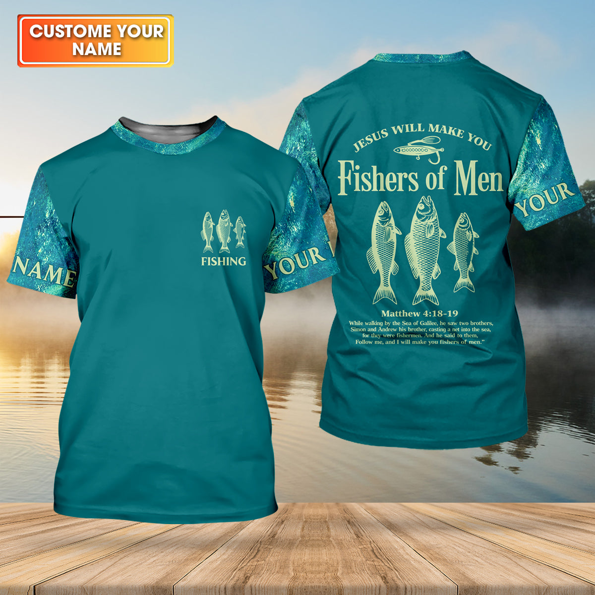 Jesus Will Make You Fishers Of Men Christian Fishing UPF Shirts, Funny Fishing Shirt, Fishing Shirts For Men