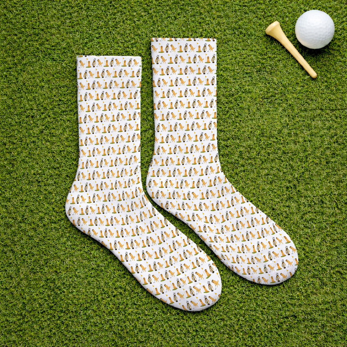 Golden Retriever Pattern Golf Sock, Funny Dog Golf Socks, Crazy Golf Gift For Golfer