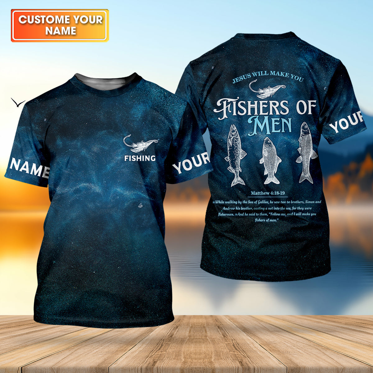 Jesus Will Make You Fishers Of Men Starry Night Print Fishing UPF Shirts, Fishing Shirts For Men