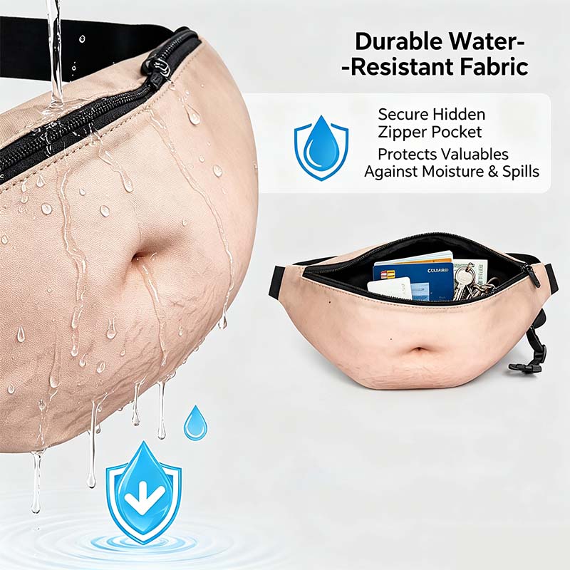 Realistic Fake Belly Fanny Pack, Funny Waist Bag, Novelty Gag Gift for Men and Women