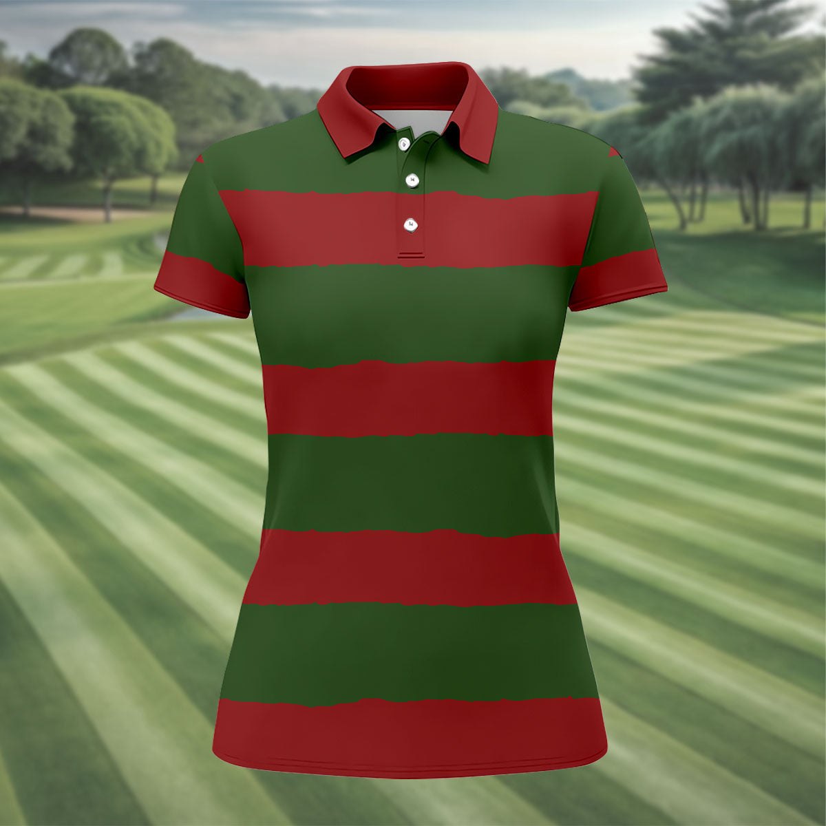 Halloween Freddy Classic Horror Characters Stripe Golf Shirt, Halloween Golf Shirt, Golf Shirt For Women