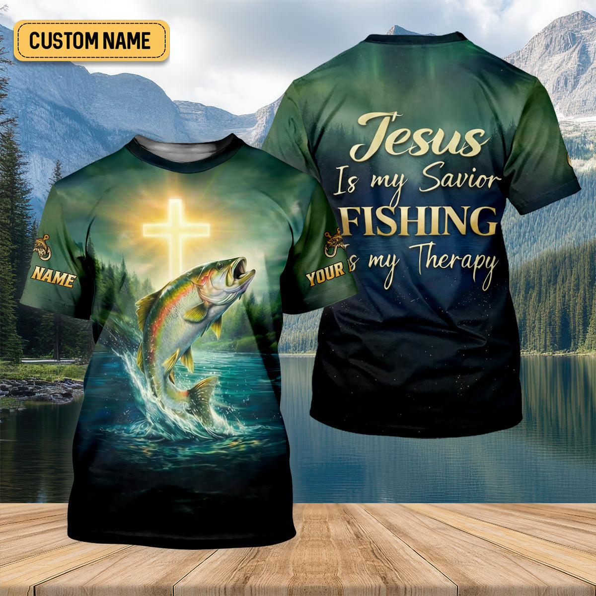 Jesus My Savior – Fishing My Therapy Shirt, Fishing UPF Shirts, Funny Fishing Shirt