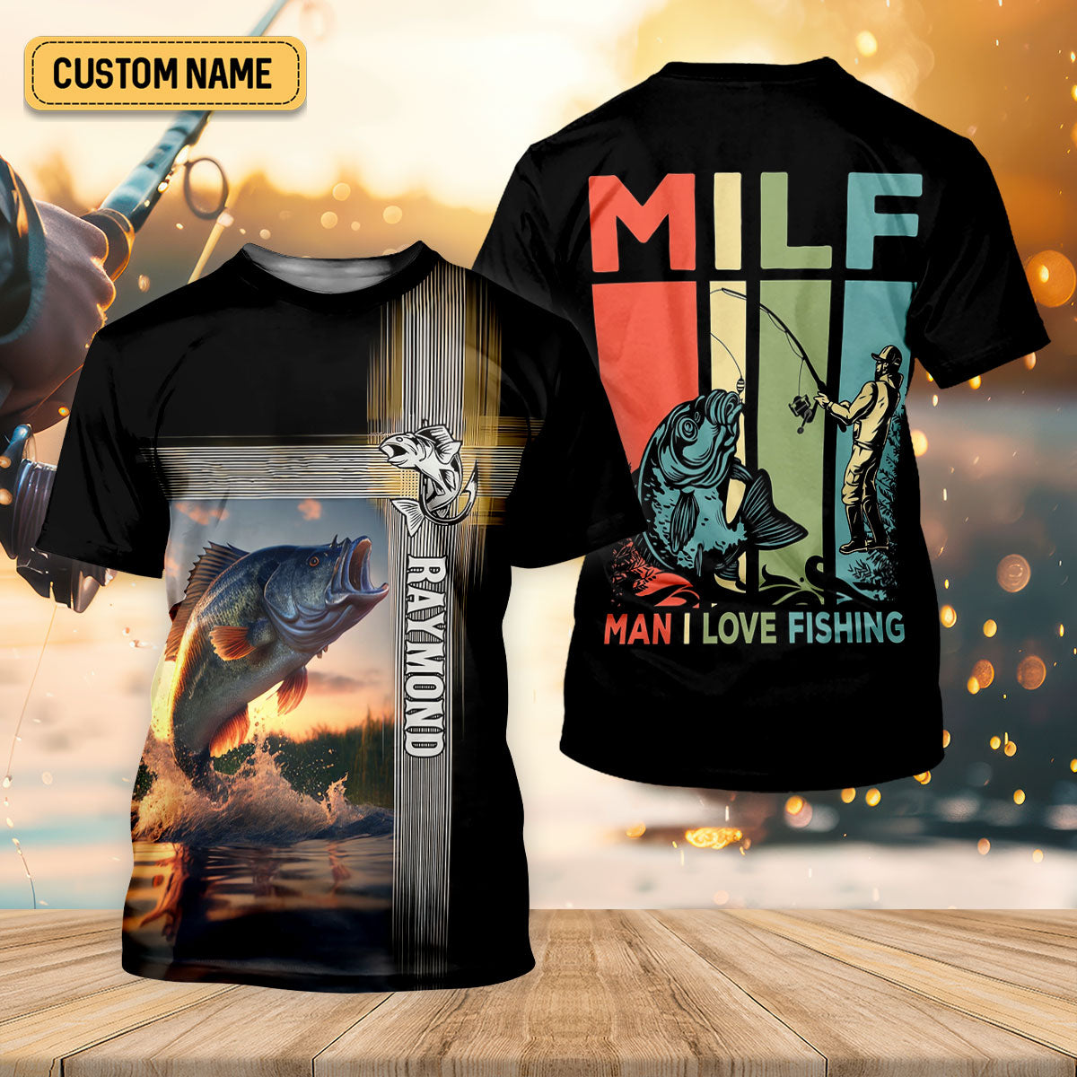 MILF Man I Love Fish Faith Cross Funny Fishing Shirt, Fishing UPF Shirts, Fishing Shirts For Men
