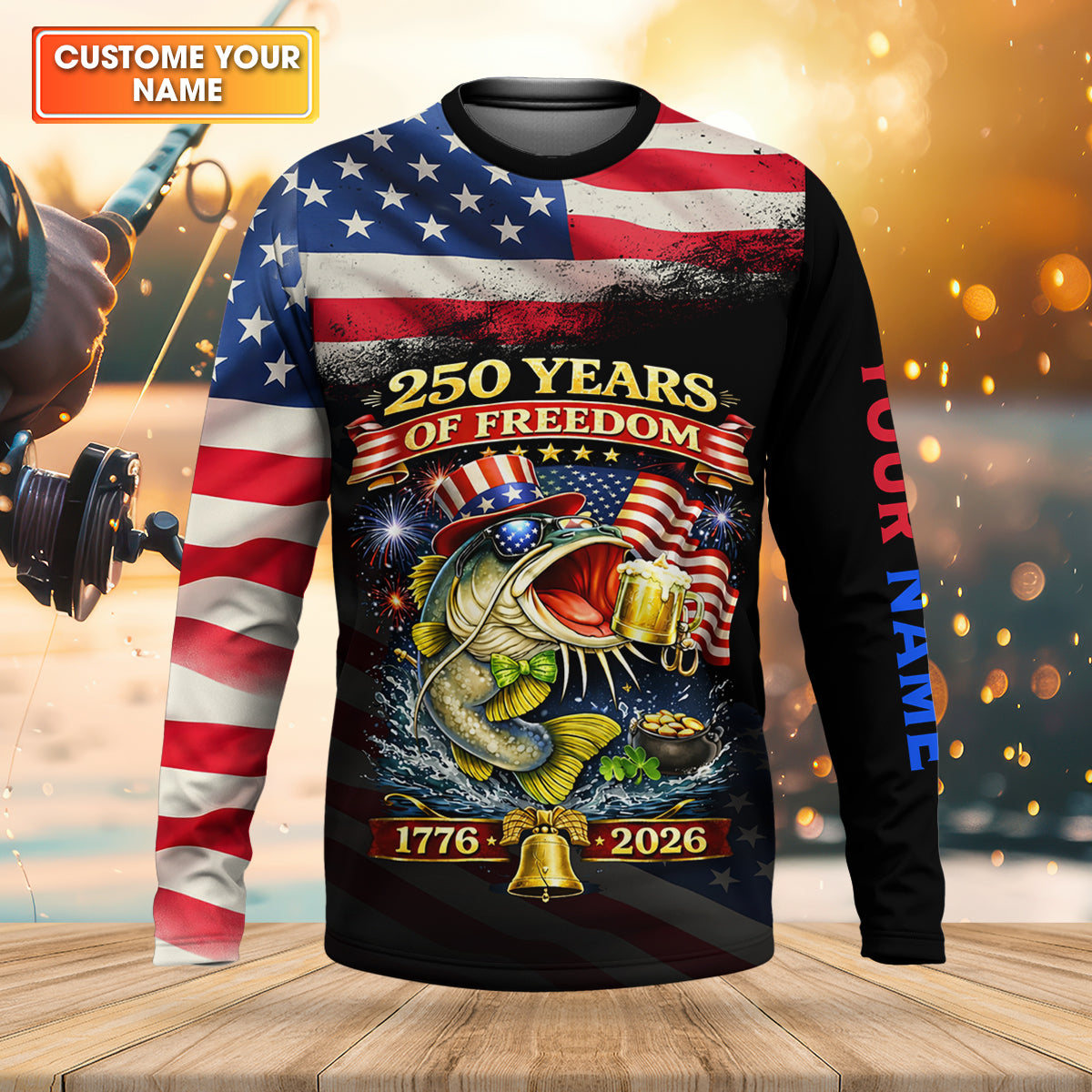 250 Years Of Freedom Fishing And Beer Patriotic Fishing Shirt, Fishing UPF Shirts, Fishing Shirts For Men