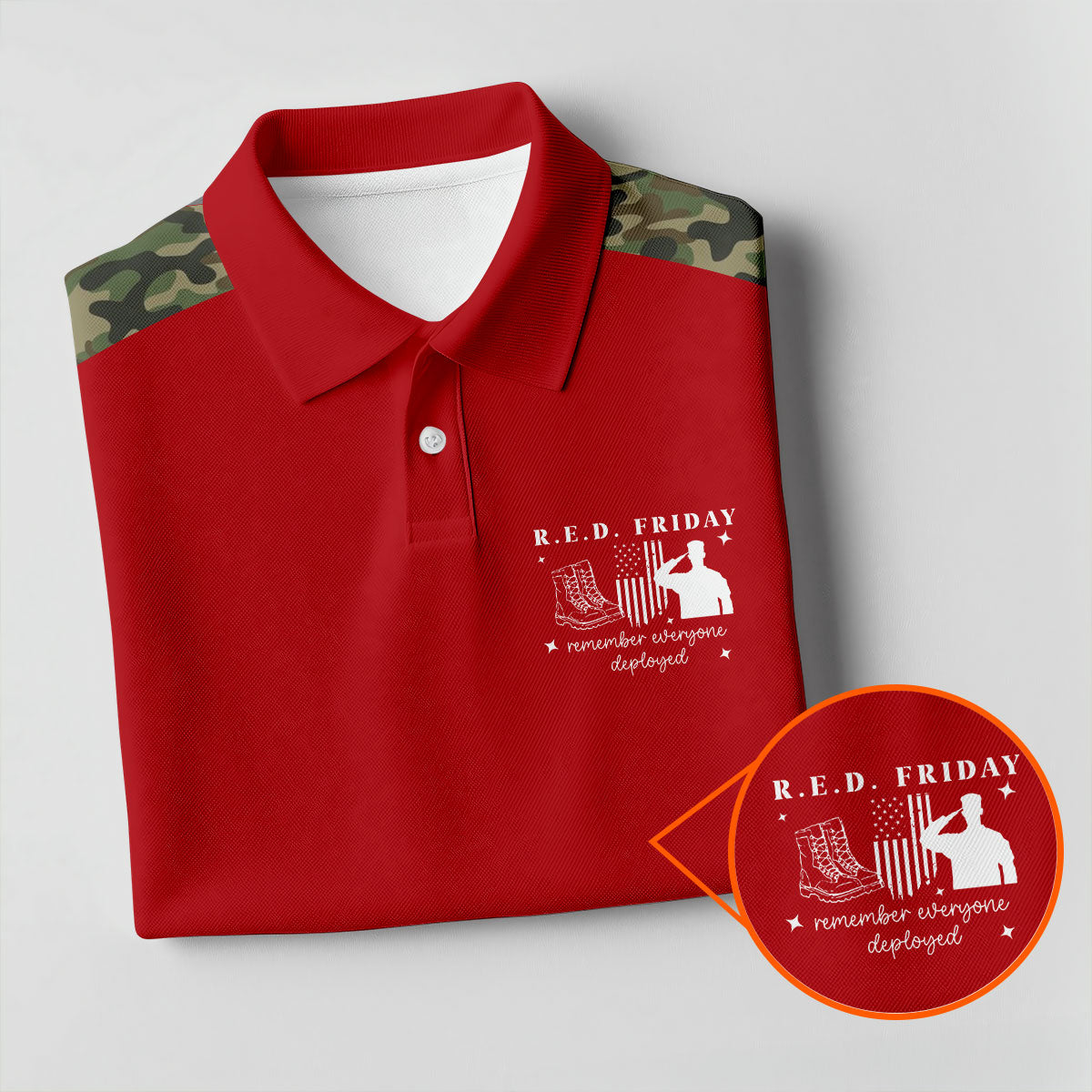 RED Friday Camo Red Patriotic 4th Of July Golf Shirt, 250th Anniversary Golf Shirts For Men