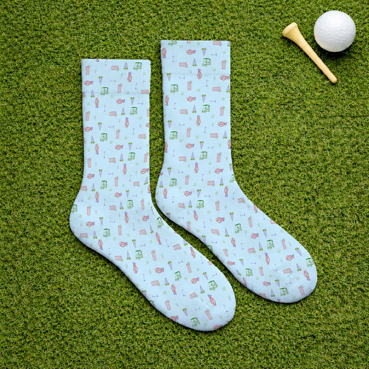 Transfusion Drink Golf Sock, Golf Cocktail Pattern Golf Socks, Cool Golf Lover Apparel For Golfer