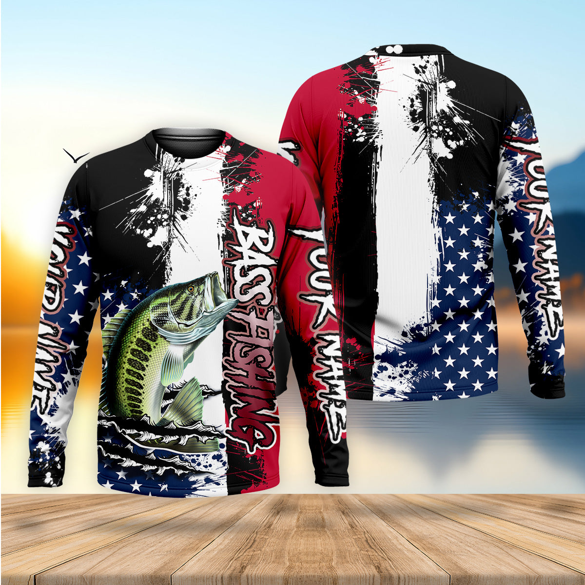 Patriotic Fishing Shirt, Custom Fishing Shirt, Gift For Fisherman, Mens Casual Shirts