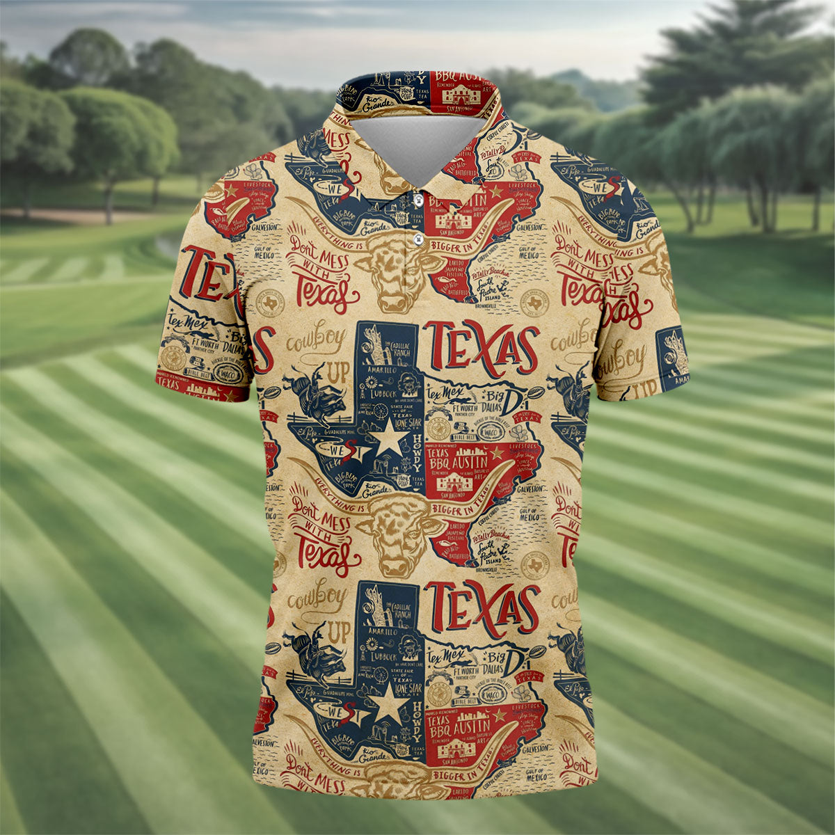 Don't Mess With Texas Western Theme Old West Golf Tops For Men, Polo ShirtFor Men, Golf Shirts For Men