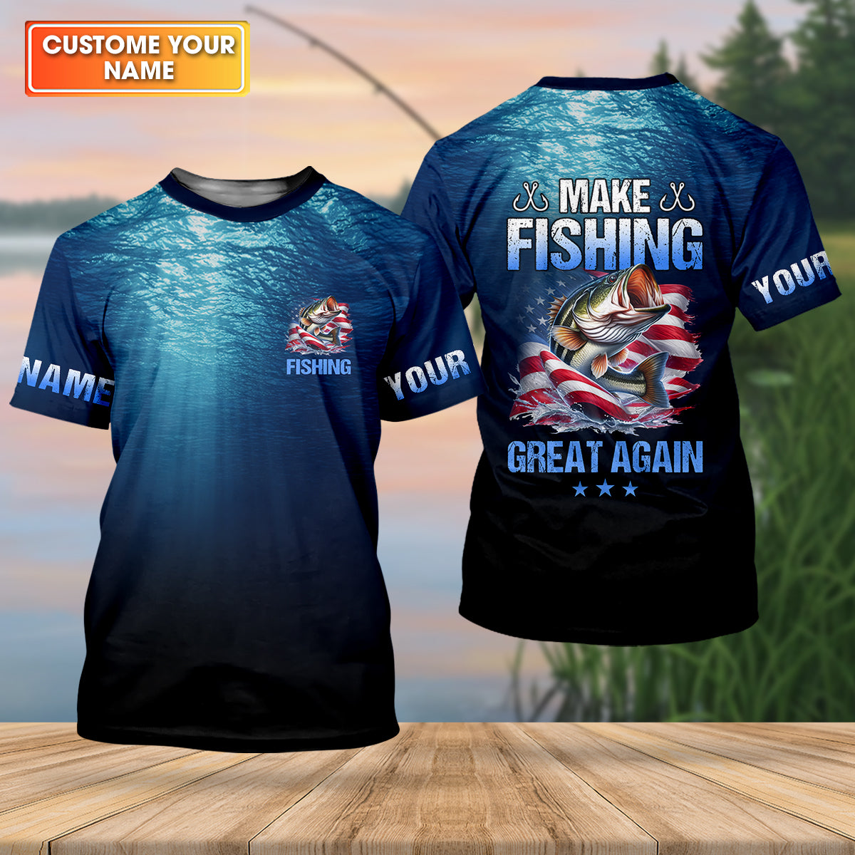Make Fishing Great Again, Personalized Fishing Shirt, Fishing UPF Shirts, Funny Fisherman Gift