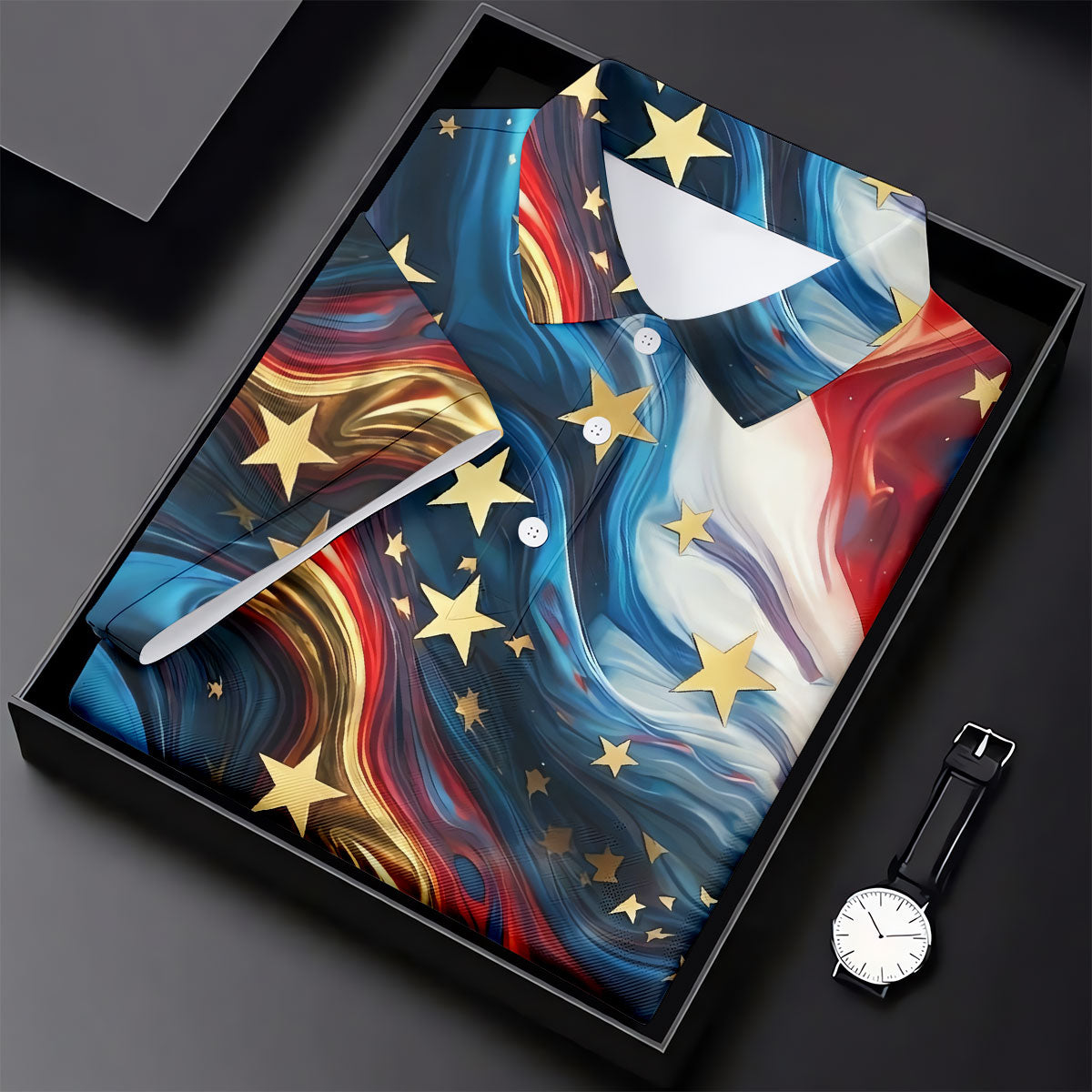 Abstract American Flag Stars Golf Polo Shirt, Women’s Golf Polo, Performance Golf Shirt