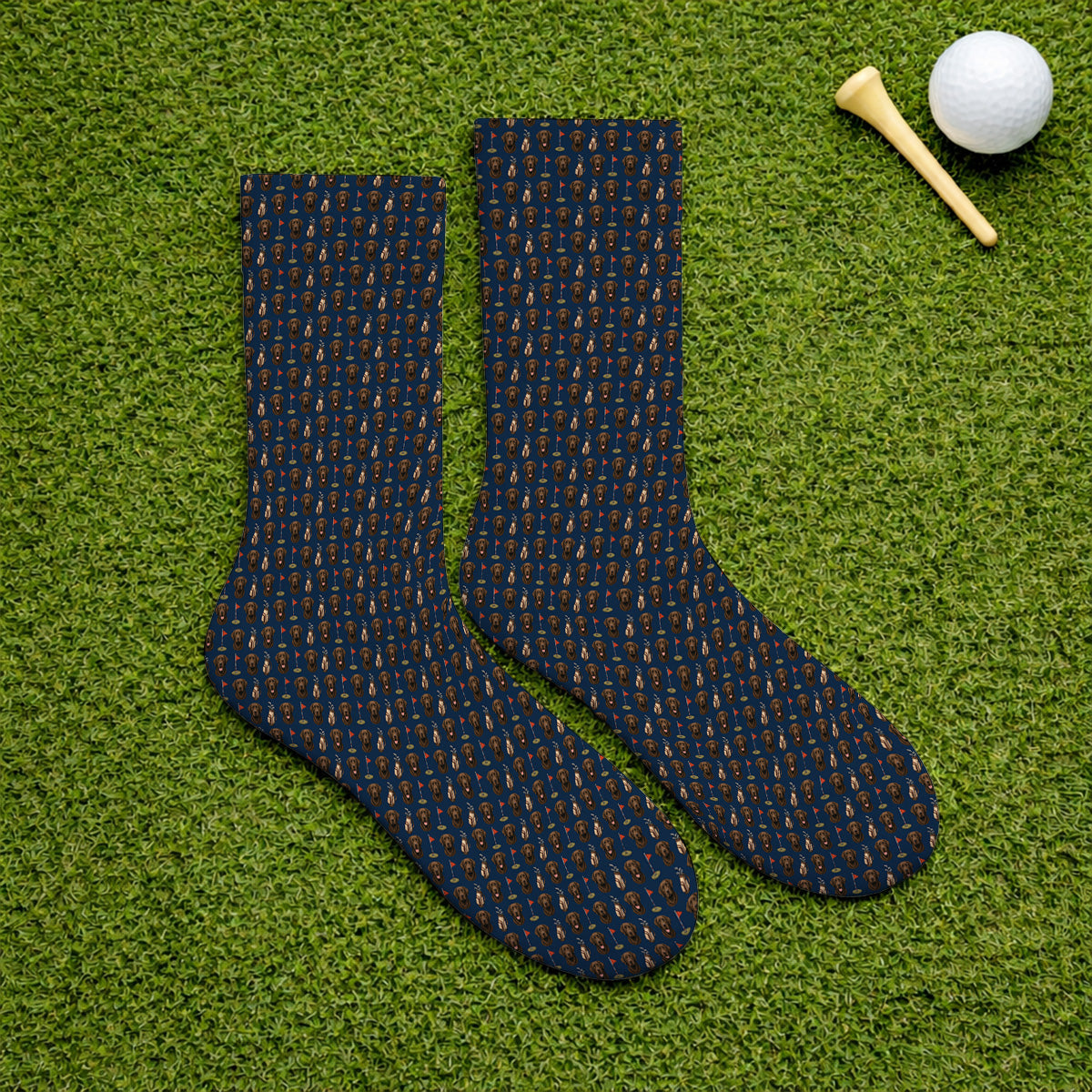 Chocolate Labrador Retriever Golf Sock, Funny Chocolate Lab Pattern Golf Socks, Dog Lover Golf Shirt