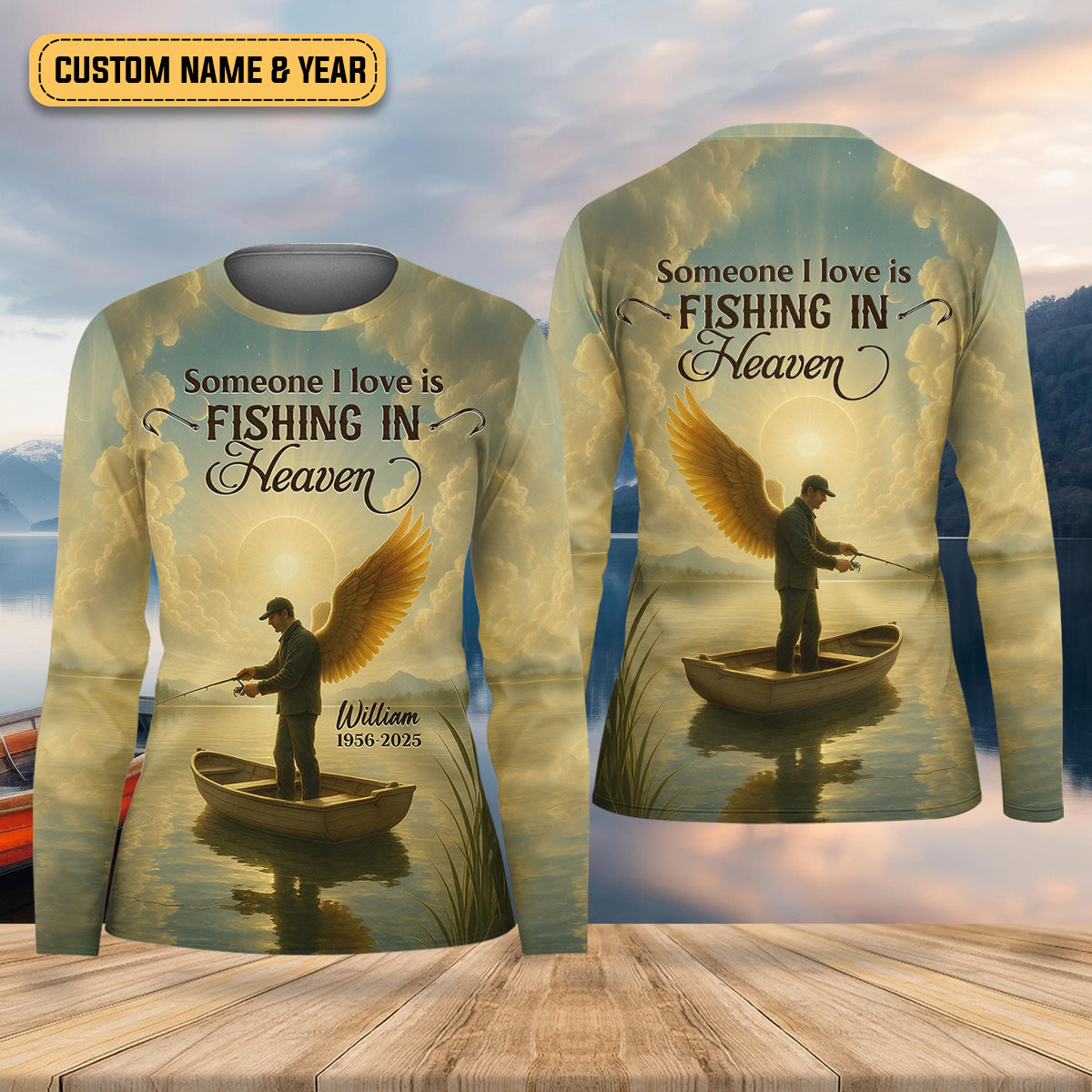 Fishing In Heaven Fishing UPF Shirts, Fishing Memorial Women SPF Shirt, Female Fishing Shirts