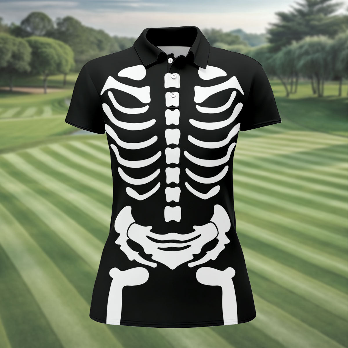 Halloween Skeleton Costume Golf Shirt, Women's Golf Polo, Hawaiian Golf Shirt