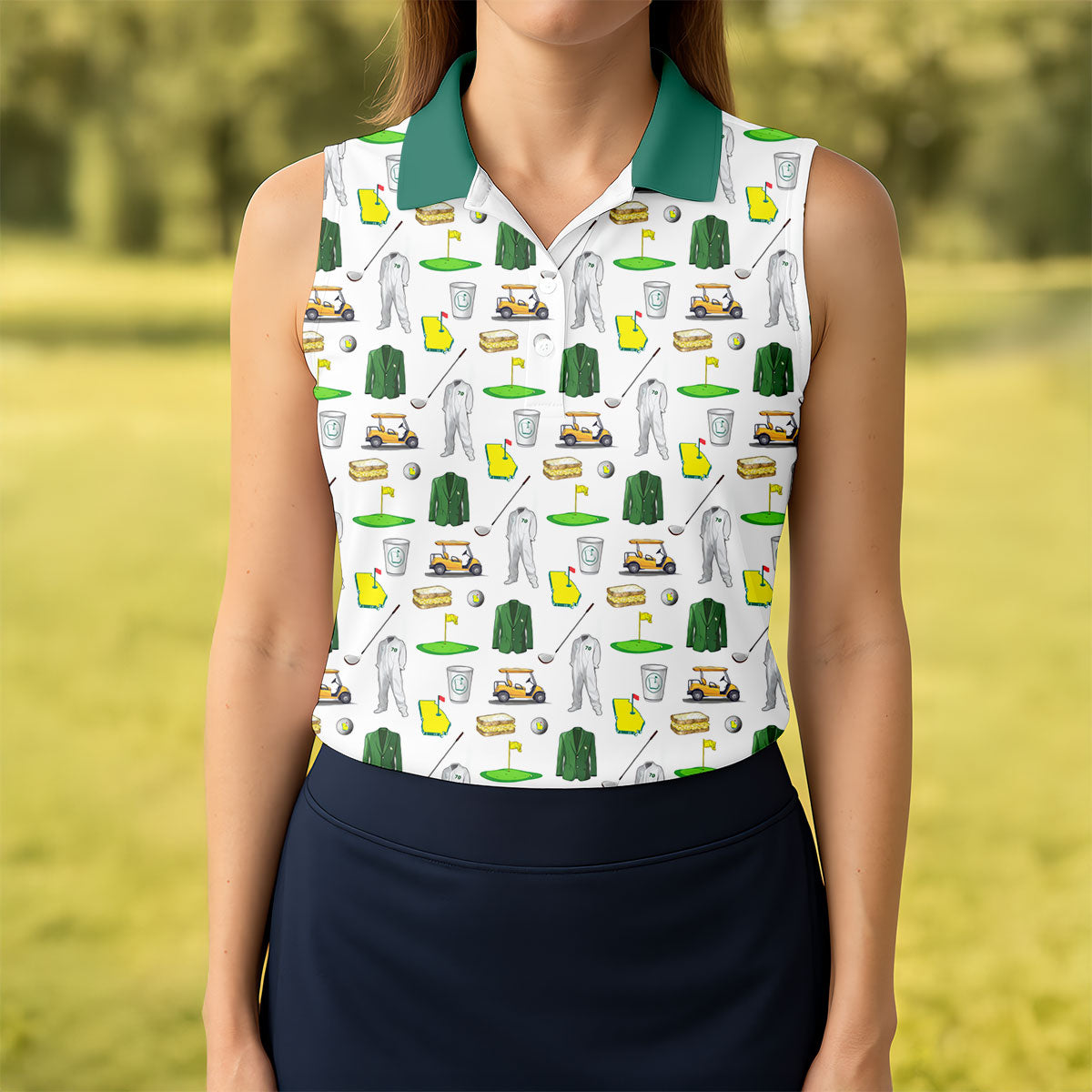 Golf Tournament Augusta Golf Seamless Pattern Performance Golf Shirt, Women Golf Top, Ladies Golf Shirts