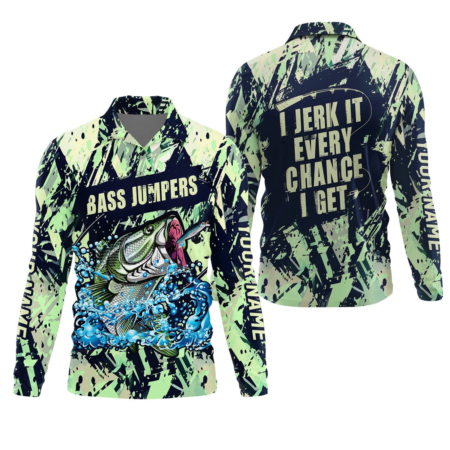 Bass Jumpers Fishing Shirts, I Jerk It Every Chance I Get, SPF Long Sleeve Shirts, Fishing Shirts For Men