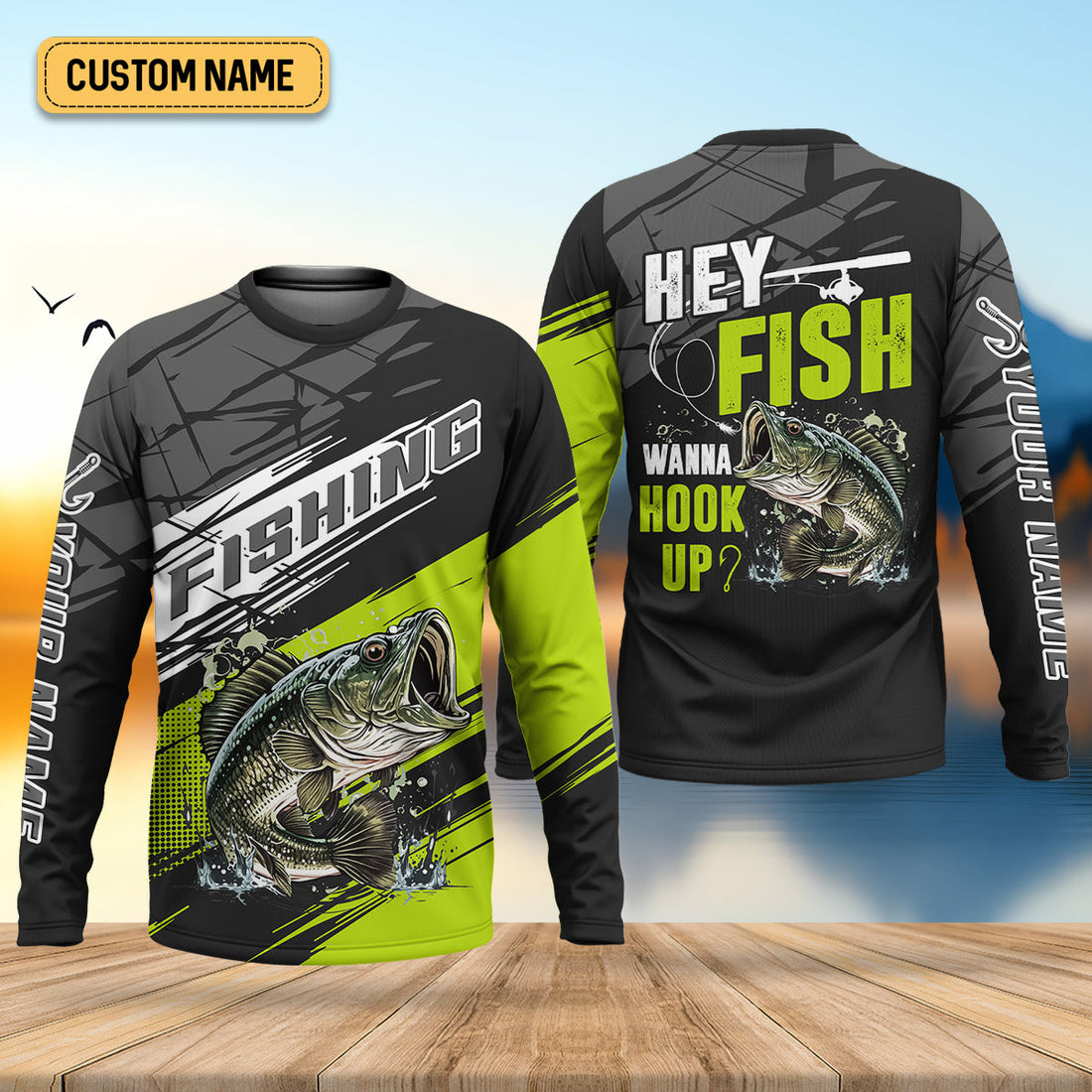 Hey Fish Wanna Hook Up Neon Fishing SPF Shirt For Men, Fishing Gifts For Men, Men's Fishing Shirt