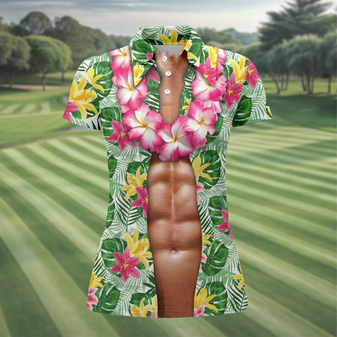 Muscle Costume Hawaiian Golf Shirt, Fun Women's Golf Shirts, Ladies Golf Polos