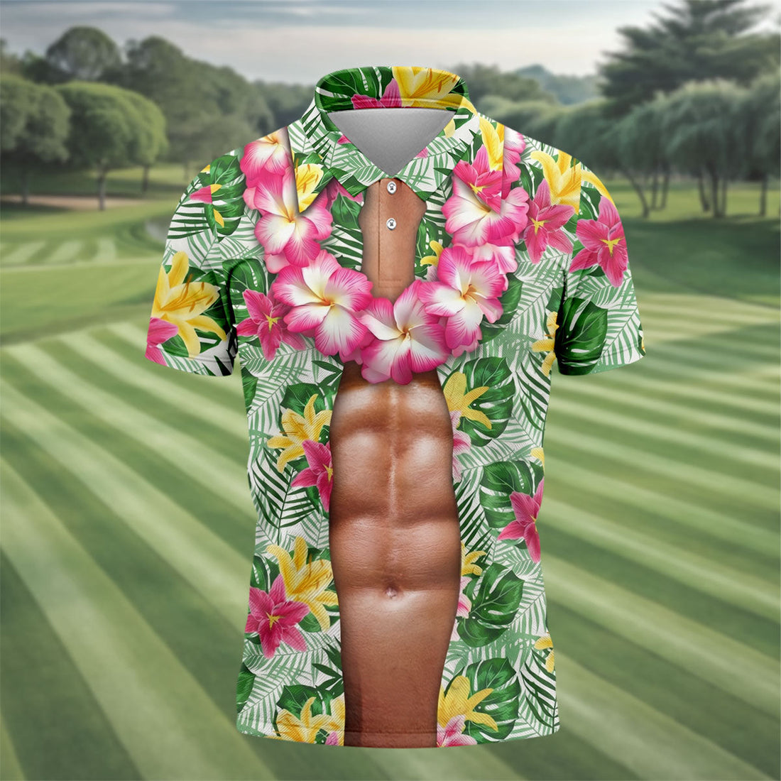 Muscle Costume Hawaiian Golf Shirt, Men's Funny Golf Shirts, Polo Shirts For Men