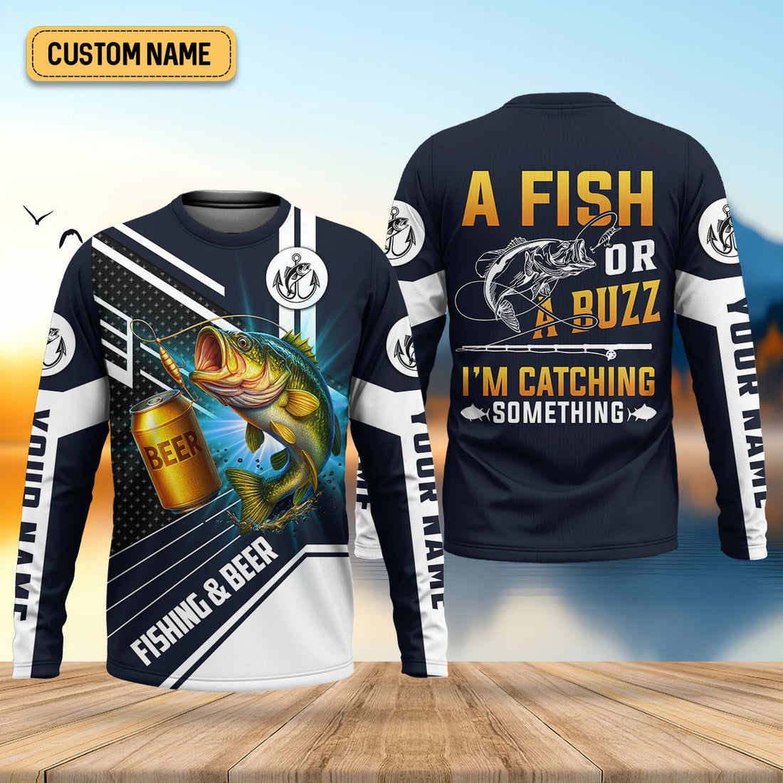A Fish Or A Buzz I'm Catching Something Funny Fishing Shirt, Fishing And Beer SPF Shirt For Men