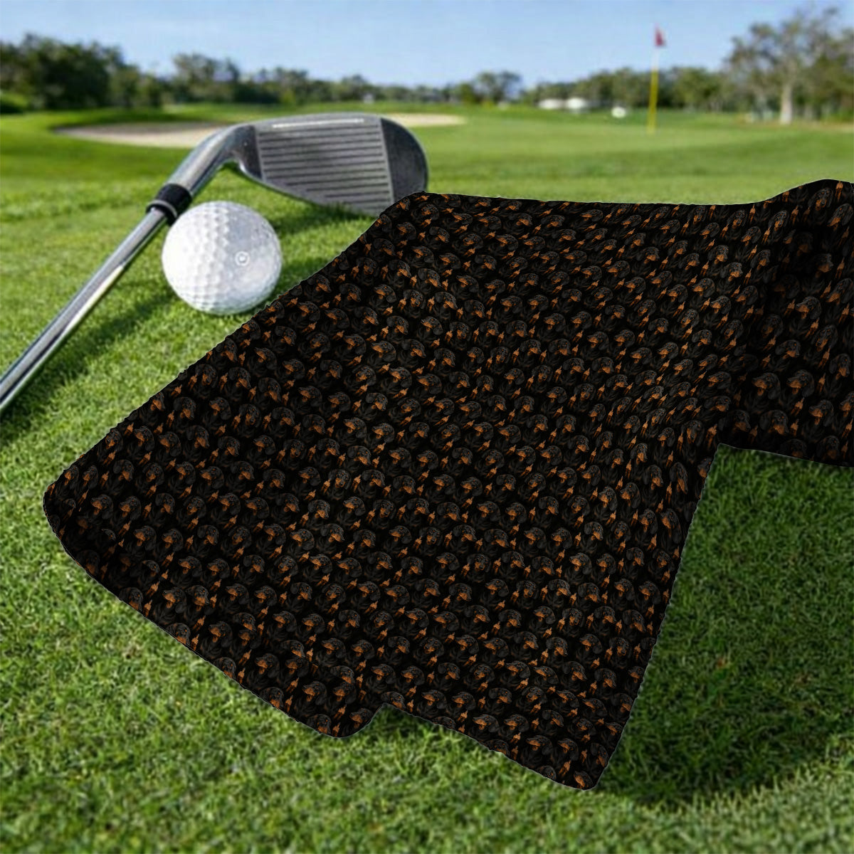 Funny Dachshund Golf Towels, Wiener Dog Pattern Golf Towel, Crazy Dog Dad Golf Apparel