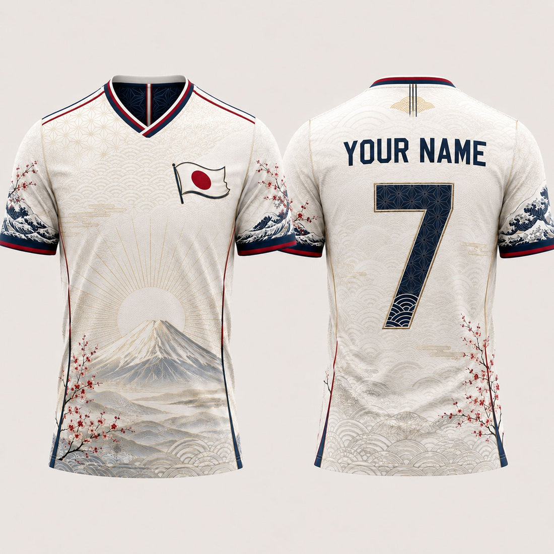 Japanesse Symbol Fooball Shirt, Japan Team V-Neck For Men Football Lover, Soccer Fan Football Gifts