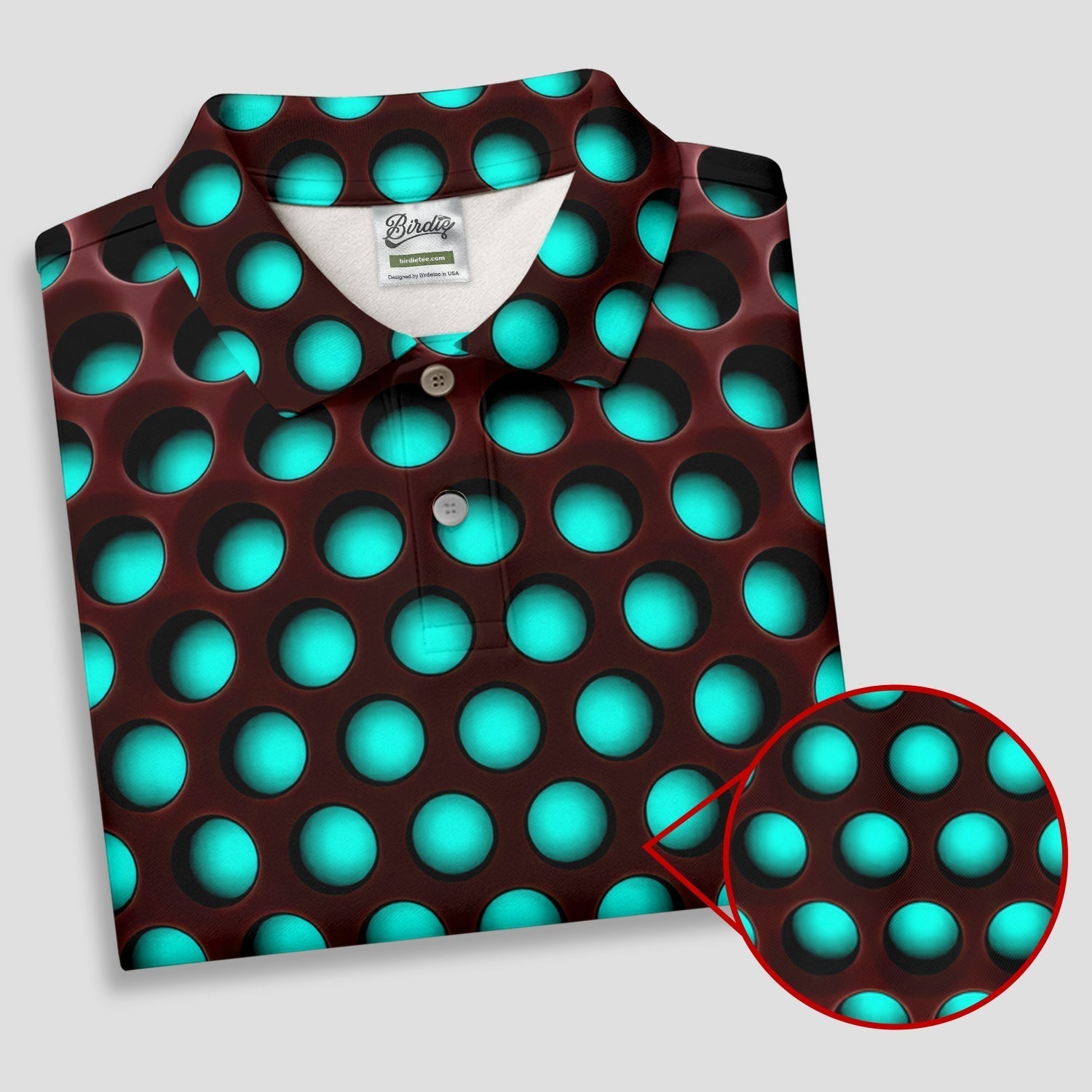 3D Effect Circular Pattern Blue Golf Shirt, Cool Golf Outfit, Women Golf Top, Ladies Golf Shirts