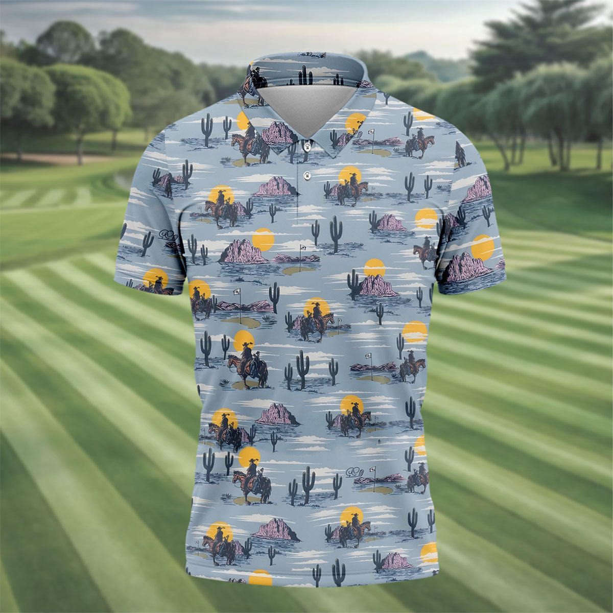 Cowboy Silhouette Desert Sunset Western Golf Shirt, Polo ShirtFor Men, Golf Shirts For Men