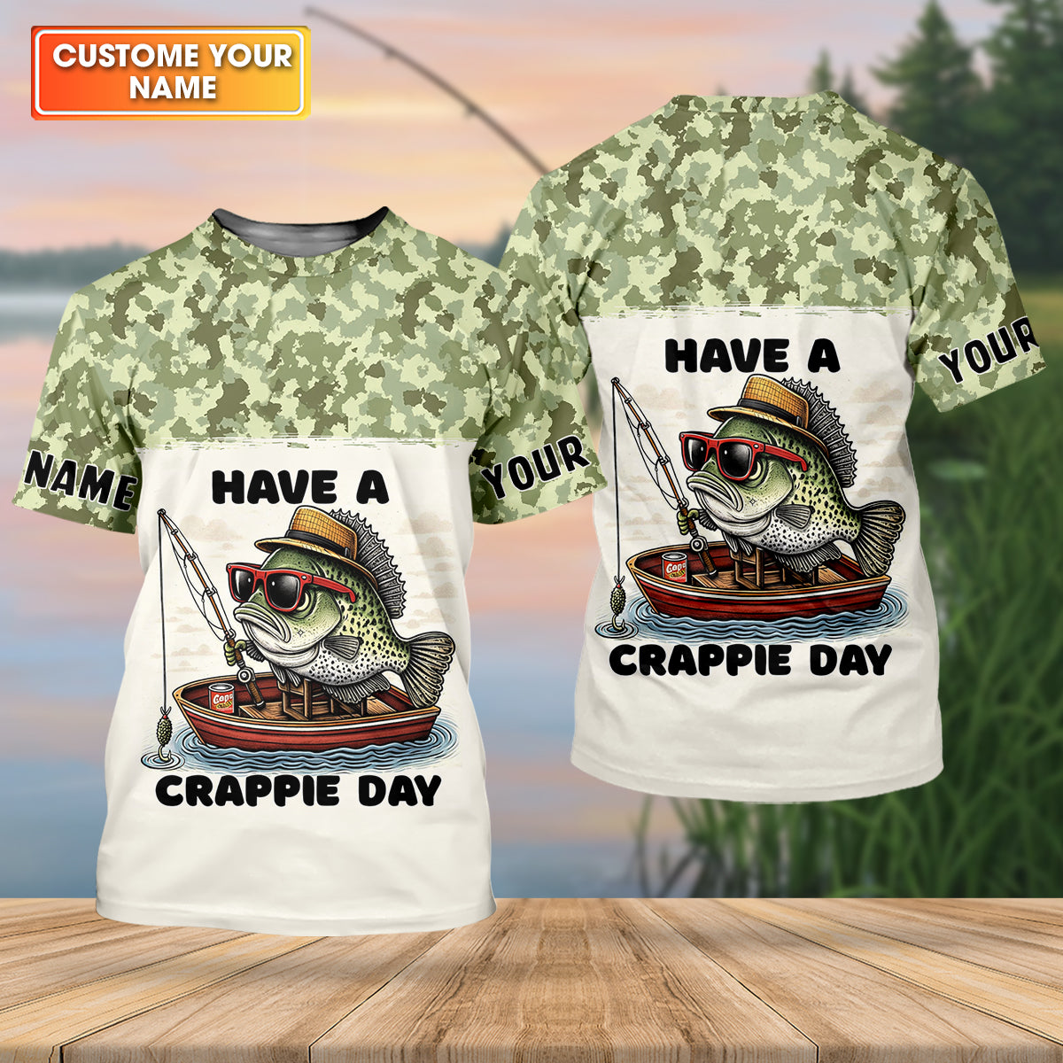 Have A Crappie Day Camo Fishing Shirt, Fishing UPF Shirts, Fishing Gift for Men, Men's Fishing Shirt