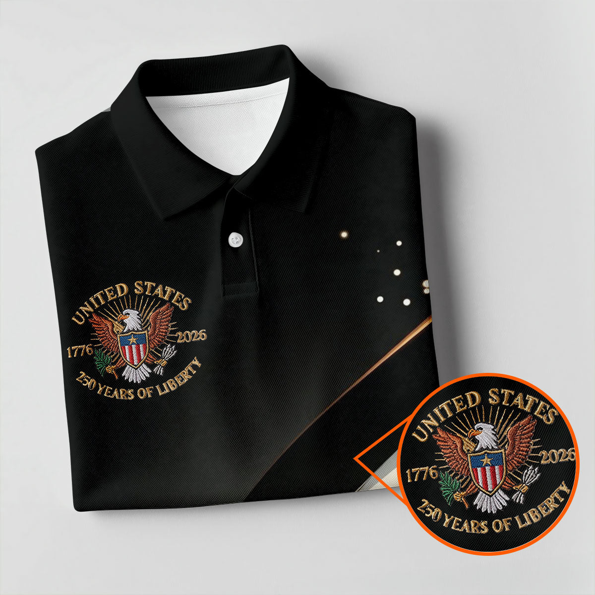 US 250 Years Of Liberty American Flag And Bald Eagle Black Golf Shirt, Patriotic 4th Of July Golf Shirt For Women