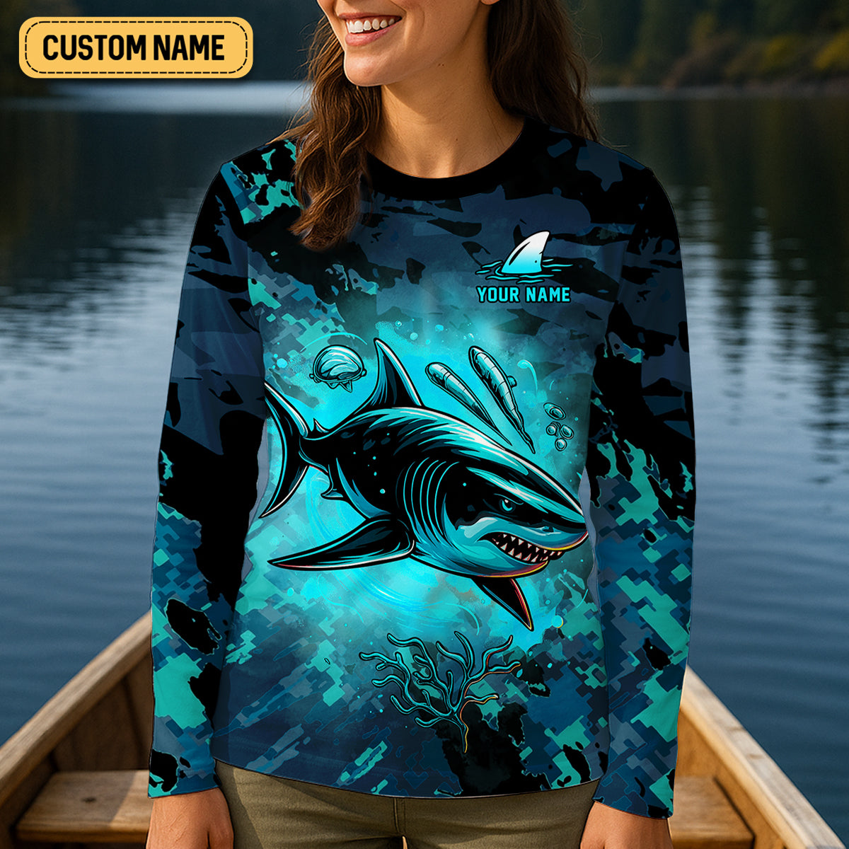 Hunt or Be Hunted Deep Sea Danger Performance Fishing Shirts, Fishing Shirt For Women, Long Sleeves SPF Shirt