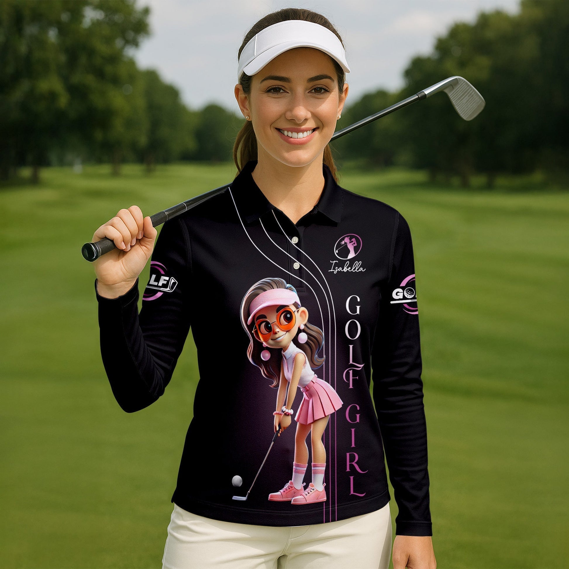 Are You Looking At My Putt Long Sleeve Polos Womens, Custom Ladies Golf Shirt